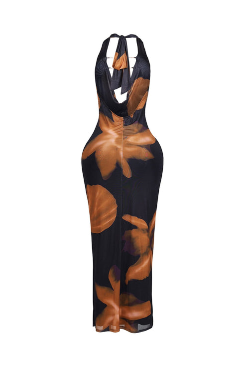 Ignite Petal Chain Cowl Maxi Dress